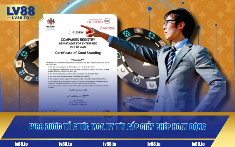 LV88 được tổ chức MGA uy tín cấp giấy phép hoạt động